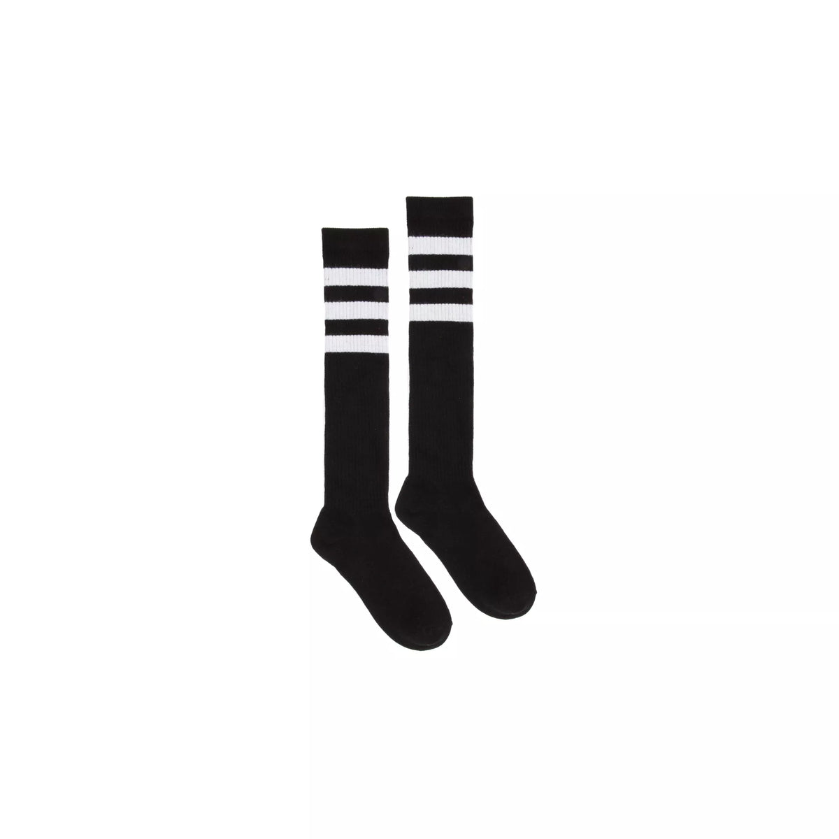 Black with White Striped Knee High Socks