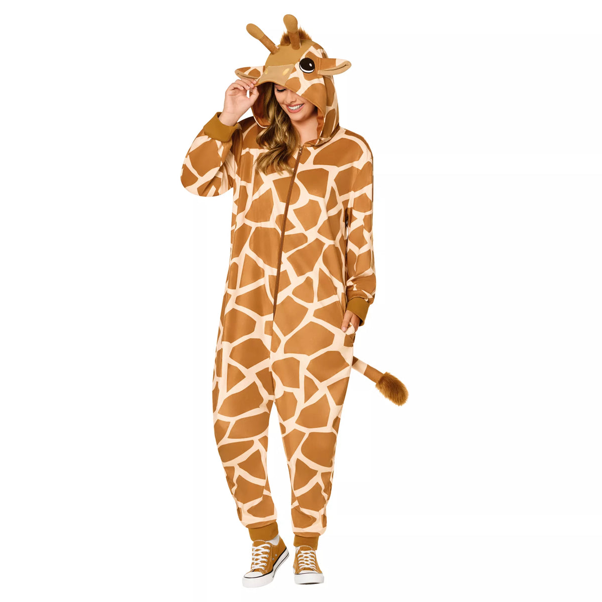 Adult Giraffe Hooded Jumpsuit Costume