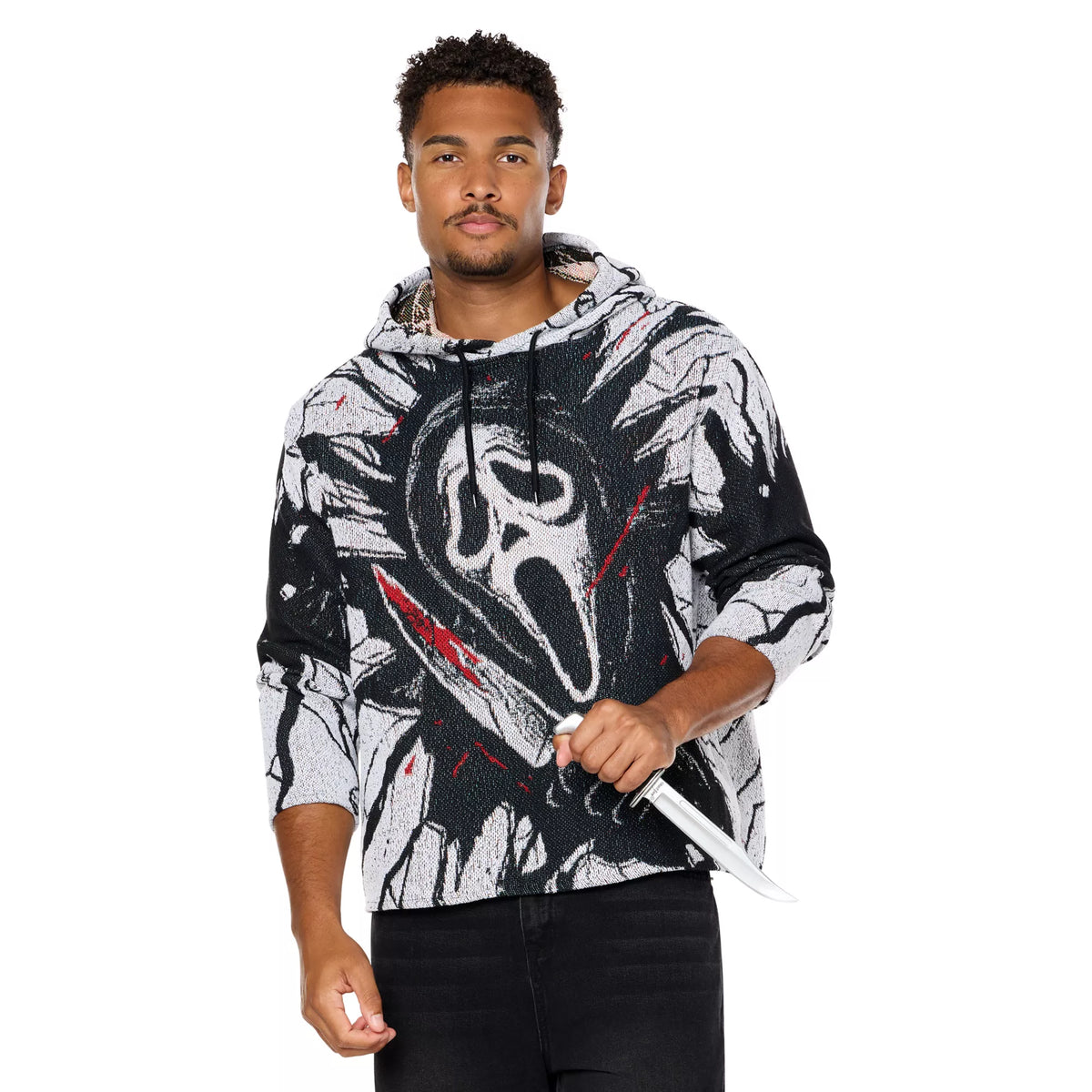Ghost Face Knife Jacquard Hoodie
